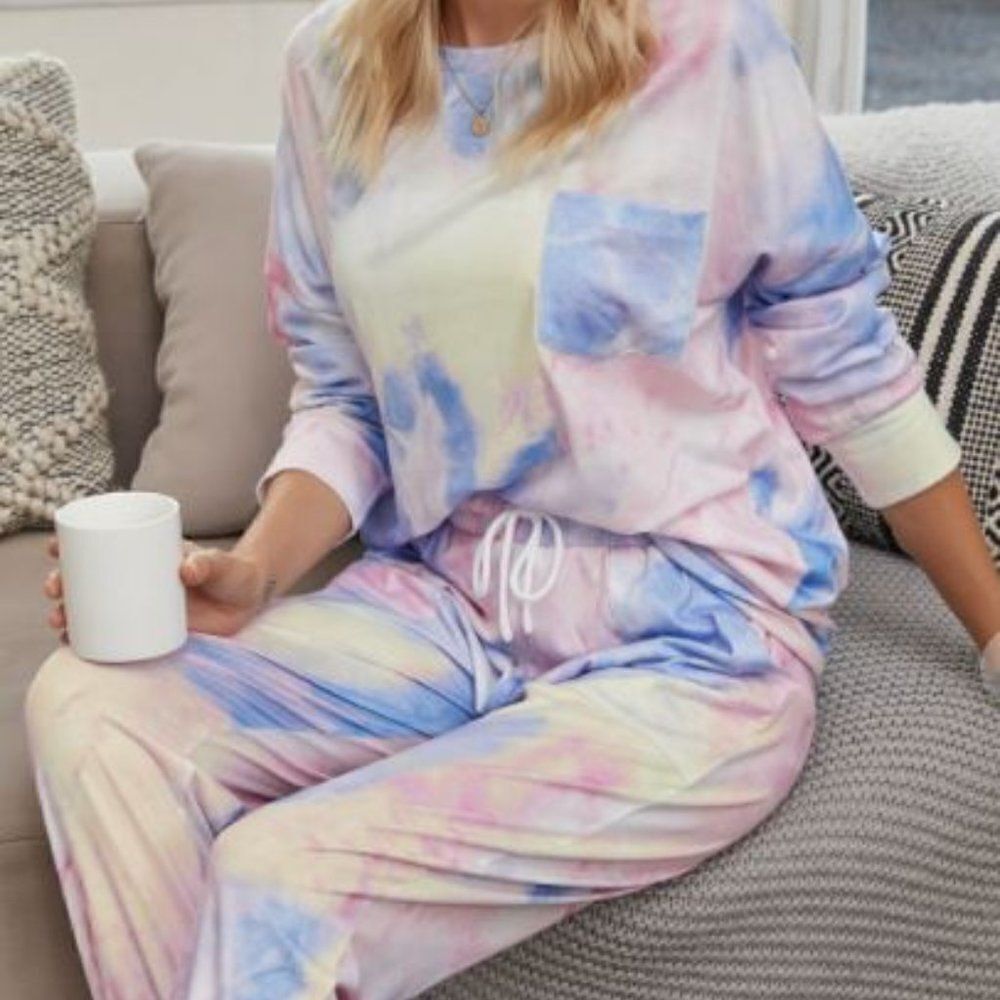 Cozy Lounge Pink and Blue Tie Dye small 2 PC